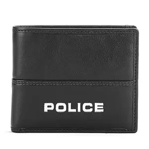 POLICE Men's Leather Slim Wallet - Black/Red/Green/Yellow