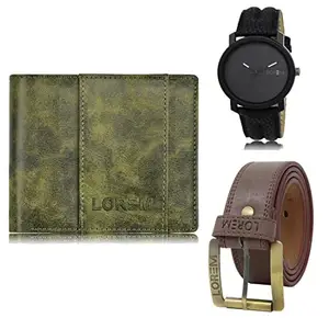 LOREM Watch-Artificial Leather Belt & Wallet Combo for Men (Fz-Lr21-Wl18-Bl02)