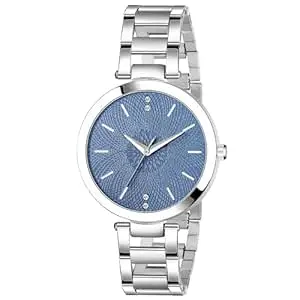 Acnos Silver Plated Mesh Chain Analog Watch for Women – Black/Blue/White/Pink/Brown Dial