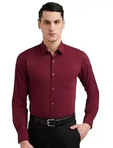 Peter England Men's Everyday Solid Slim Fit Full Sleeve Formal Shirt | Cotton-Rich