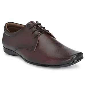 egoss Comforts Premium Genuine Leather Derby Formal Shoes for Men (Brown-9)-FO-2517