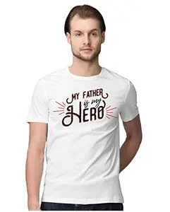 ALLEN BLACK Men's Regular Fit T-Shirt My Father is My Hero 100% Cotton T-Shirt White_FATTHHRO-White S Men Round_