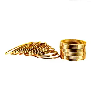 Vidhya Kangan Latest Traditional Golden Plain Brass Bangle -(banx1532) Size-2.9 For Women and Girls