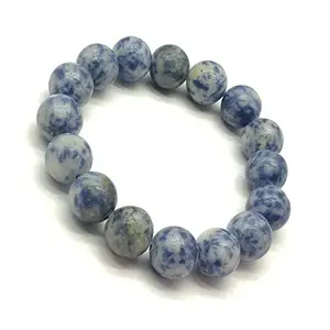 LKBEADS Unisex gem blue obsidian 12mm, 16 Pieces round smooth beads stretchable 7 inch bracelet for men,women-Healing, Meditation,Prosperity,Good Luck Bracelet