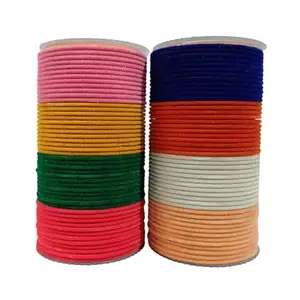 The Golden Cascade Bangles Combo Set for Women Plain Velvet and Dotted Design Multi Color Chudiyan (VELVET, 2.10)