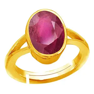 Anuj Sales 11.00 Ratti A+ Quality Natural Burma Ruby Manik Unheated Untreatet Gemstone Gold Ring For Women's and Men's