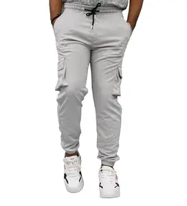 Men's Casual Cotton Blended Pull On Cargo Pant (Light Grey, 32)-PID58281