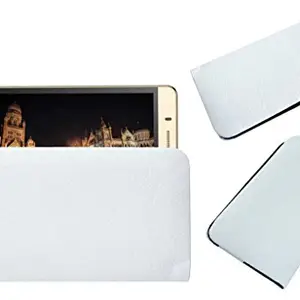 ACM Rich Soft Carry Case Compatible with Intex Aqua Supreme Plus Mobile Handpouch Leather Cover Pouch White
