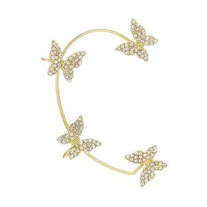 Ruvee Cute Butterfly's Gold Plated Alloy Earlobe Cuff Earring for Women & Girls (1 Piece)
