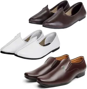 Vitoria Slip On Shoes for Men | Shoes for Men with PU Sole | Comfortable & Lightweight |Durable & Trendy Design | Color : Brown-White | Size : 7, XTN_2005Brwn_JuttiBrwnWht_7