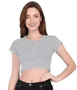 THE BLAZZE 1081 Women's Cotton Tank Crop Tops Bustier Bra Vest Crop Top Bralette Blouse Top for Women (XL, Grey)