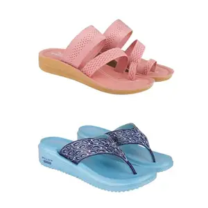 ZENWEAR Extra Soft Classic Casual wear with Flexibility Technology Sandal Combo for Women's/Girl's(6142+1888)(5) Multicolor
