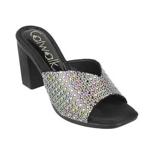 Catwalk Women Stylised Open Back Chunky Heels | For Women & Girls (BLACK,7 UK)