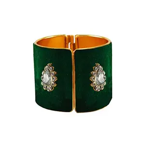 Vidhya Kangan Green Stone Stud Brass Bangle Size (Free) sku-ban14553