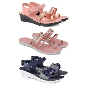Trendy Open-Toe Sandals for Women – Soft Padded Footbed, Summer Wear | (COMBO-3)-1959-1944-1972-5