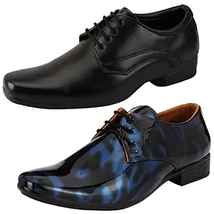 Vitoria Latest Trendy Formal Shoes/Party Shoes/ 2 Shoes Combo with Free Belt for Men and Boys (BAZAAR8447_VTR01-Blk-Blu001-Blk-1-Brwn) Multicolor