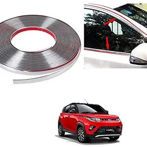 AUTOADDICT Auto Addict Car Side Window Door Beading Roll Silver Chrome Strip(12MM,20 Mtrs) for Mahindra KUV 100