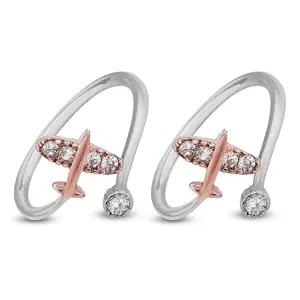 HULASI 925 Sterling Silver Toe Ring Pair for Women, Adjustable Beautiful Toering | Pure Chandi Ka Bichhua, Elegant Wedding Jewelry, Gift for Her (Aeroplane)