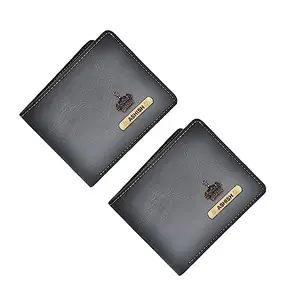YOUR GIFT STUDIO Personalized Men's 2pcs Classy Leather Wallet Combo | Customized Men's Wallet with Name and Charm (Black)