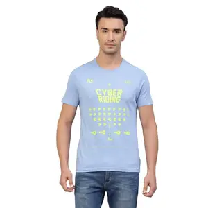 Royal Enfield Men's Regular Fit T-Shirt (TSS240045LIGHT Blue_Light 2XL)