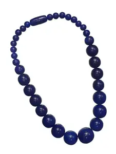 Handmade Vintage Large Beads Necklace, Boho Jewelry Statement Necklace Big Round Beads Bib Necklace (Navy Blue)