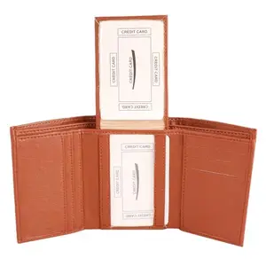 Dezire Crafts PU Leather Trifold Wallet for Men | Water-Resistant | 2 Currency Compartments, 1 ID Window, 6 Card Slots, 1 Coin Pocket, Heavy Stitching | Slim & Stylish Wallet (Brown)