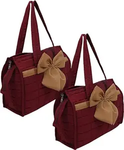 REEDOM FASHION Cotton Handbag for Women (Maroon) (RF1216)-BZ