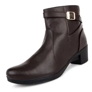 TRASE Women's Boots | Faux Leather, Trendy, Comfortable, Zipper Boots for Casual, Outdoor and Holiday Outings| Dark Brown, 8 UK