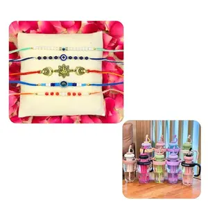 Designer Rakhi for Brother – Handcrafted with Roli Chawal & Gift Combo with Ice Cream Bottle 1200 ML