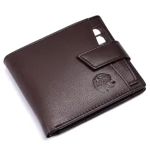MEHZIN Men Formal Solid Brown Genuine Leather Wallet with Key Chain (6 Card Slots)