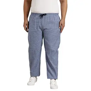 SOJANYA Plus (Since 1958), Men's Cotton Blue & Black Checked Track Pant, Size: 48