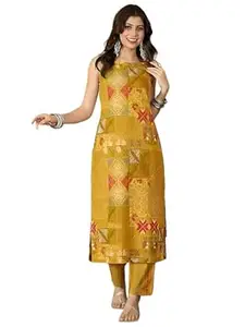 Pinkmint Women’s Pure Cambric Cotton Kurta Set | Sleeveless Printed Kurta with Pant | Summer Wear Co-Ord Set | Plus Casual