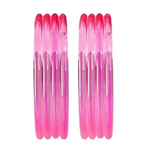 BANGLESKART Plain Crystal Glass Bangles Set of 8 for Women & Girls | 3mm Thick Glossy Glass Bangles | Traditional & Everyday Wear Jewelry (Multiple Colors, Sizes