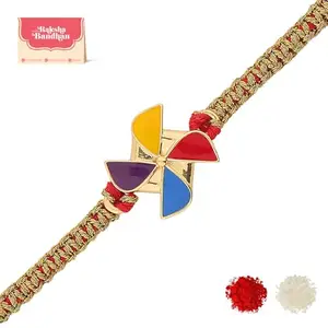 VOYLLA Nostalgic Pinwheel Designer Brass Rakhi For Brother|Brothers's Rakhi|Gift For Brother|Rakshabandhan Special|