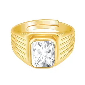 GIVA 925 Silver Golden Zircon Glory Ring For Him, Adjustable | Gifts for Men and Boys | With Certificate of Authenticity and 925 Stamp | 6 Months Warranty