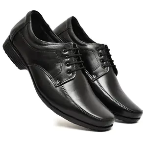 BIGGIE Men's Black Highly Comfortable Leather Shoe Stylish Office Wear|Lace up| Formal Shoes 06 (UK/India)