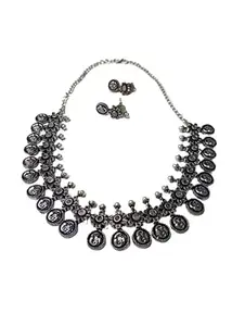 ADIYAJEWLS German Silver Sequence Necklaces Set For Girls and Women