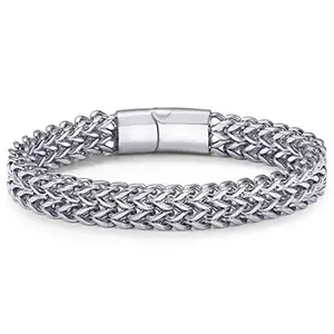 Peora Peora 316L Stainless Steel Silver Plated Arrow Bracelet for Men Boys