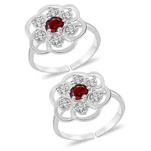 Parnika MJ 925 Big Designer CZ Toe Rings in Pure 92.5 Sterling Silver for Women | Chandi Bichiya | With Certificate of Authenticity |