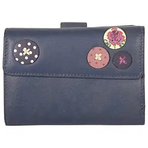 LMN Genuine Leather Blue Color Wallet for Women 614509 (8 Credit Card Slots)