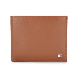 Tommy Hilfiger Usher Men Leather Formal Slimfold Wallet - D-Tan
