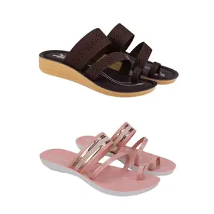 ZENWEAR Extra Soft Classic Casual wear with Flexibility Technology Heel Combo for Women's/Girl's(6141+1944)(6) Multicolor