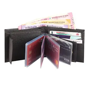 ZEVORA Men's Bi-Fold, Leather/Slim Wallets with Detachable Card Slot Case (Black)