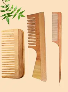 wooden neem comb 100% natural product Neem comb for hair