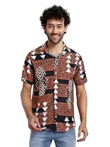 Leriya Fashion Men's Rayon Shirt - Summer Button Down Shirts | Half Sleeve Printed |Formal |Casual Stylish Shirt's for Man