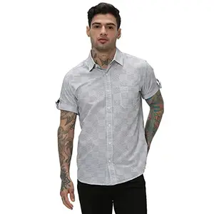 MUFTI Mens White Half Sleeves Slim Fit Shirt (3XL)