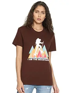 Wolfpack Women Roundneck Printed T-Shirt Brown