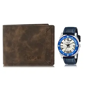 LOREM LOREM Combo of Men Watch & Artificial Leather Wallet-FZ-WL04-LR54