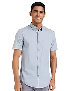 Amazon Brand - Symbol Men's Cotton Shirt | Casual | Plain | Half Sleeve | Summer - Regular Fit (Available in Plus Sizes)