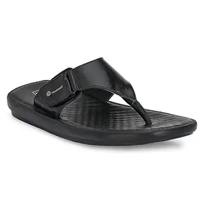 egoss Slippers & Sandals Premium Genuine Leather Slipper Sandals for Men (Black-9)-C-20222